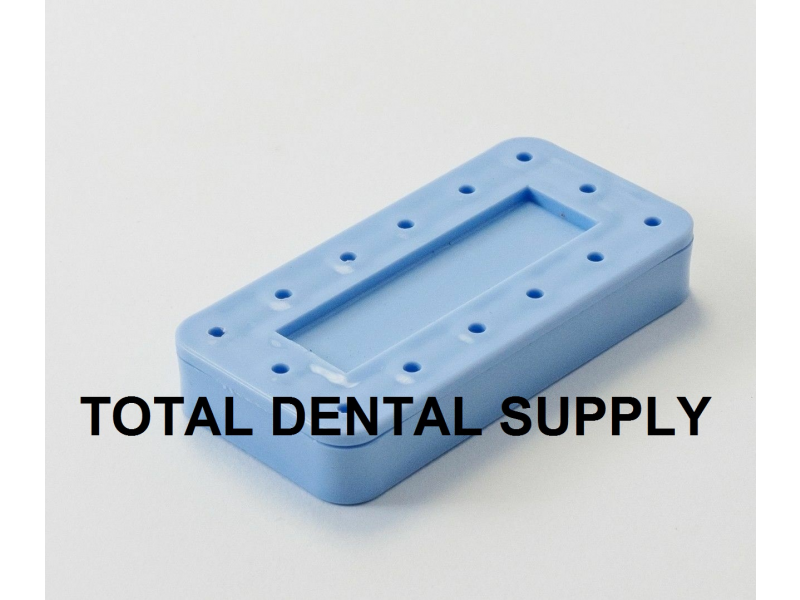 Dental Bur Holder - RECTANGULAR- Holds 14 FG Burs - Magnetic - LIGHT BLUE