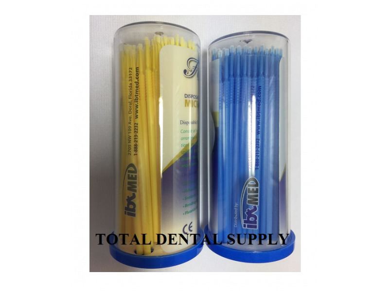 Micro Brush Applicator - FINE (SMALL) - YELLOW / BLUE Color coded - 400 PCS (4 TUBES) 